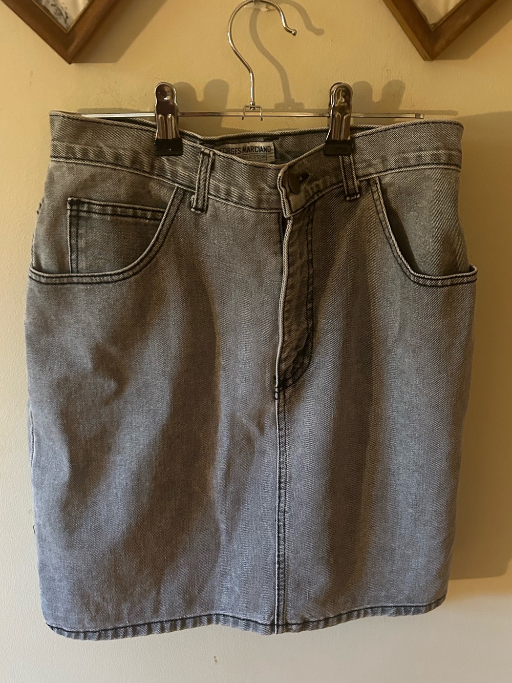 Vintage 80s Guess x Georges Marciano Grey Acid-Washed (?) Denim Skirt
